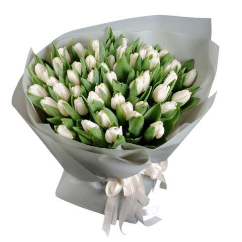 FUNERARE - Buchet Funerar 31 lalele albe ”Pure White”