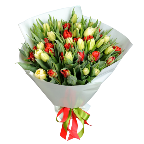 BUCHETE MARI - Buchet lalele roșii și crem