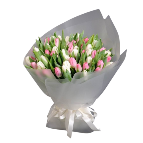 VALANTINE'S DAY 14 FEBRUARIE - Buchet lalele roz și albe