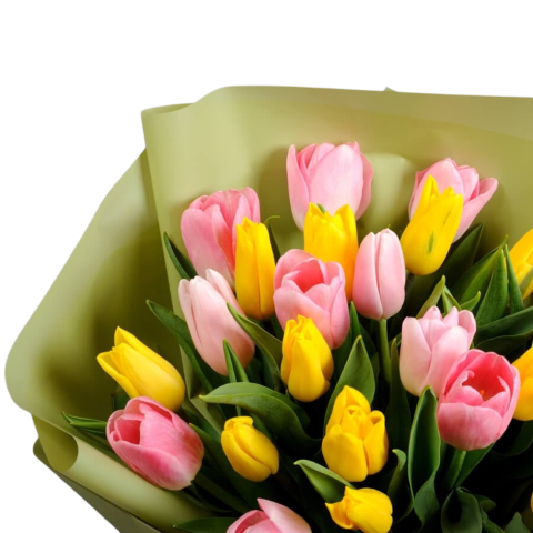 Buchet lalele roz și galbene [1]
