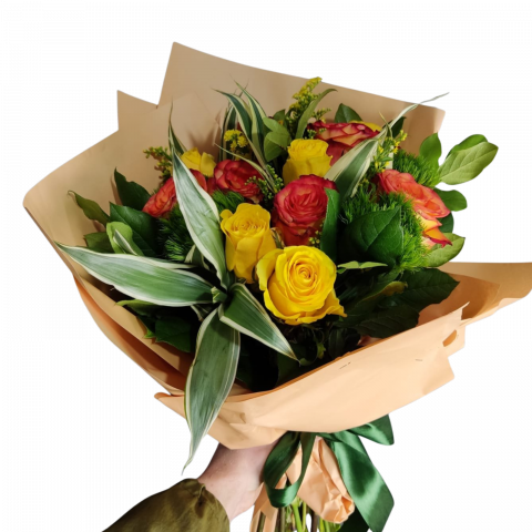 DE TRANDAFIRI PORTOCALII - Buchet mixt ”Warm Colors”