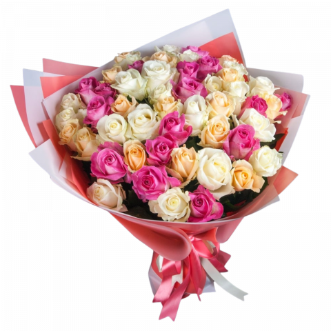 COLECȚIA DELUXE - Buchet trandafiri multicolori pastel