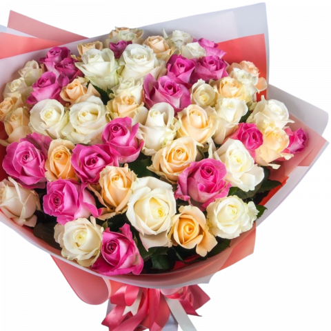 Buchet trandafiri multicolori pastel [1]