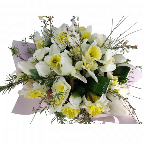 Buchetul ”Vestirea primăverii” cu narcise și lalele [1]