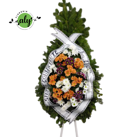 COROANE NATURALE - Coroană funerară 2D cu flori naturale