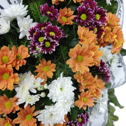 Coroană funerară 2D cu flori naturale [2]