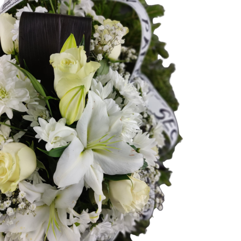 Coroană funerară 3D flori albe Pure White [2]