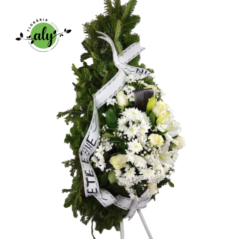 Coroană funerară 3D flori albe Pure White [1]