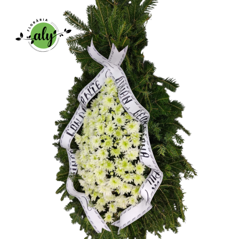 Coroană funerară clasică din crizanteme lime [1]