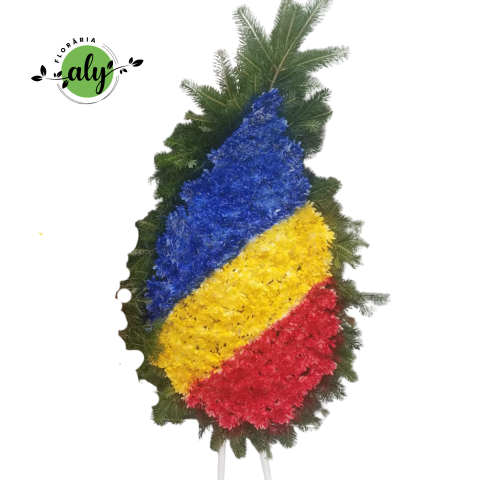 Coroană funerară cu crizanteme tricolor ”Ziua Eroilor” [1]