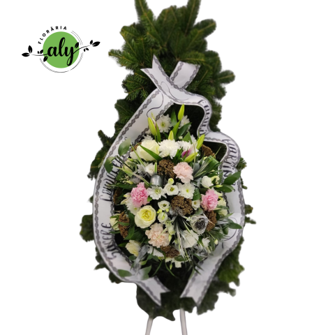 COROANE NATURALE - Coroana funerară Premium 3D cu mix de flori