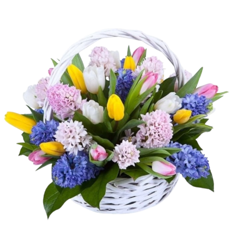 COȘURI FLORI DE PRIMĂVARĂ - Coș cu lalele și zambile