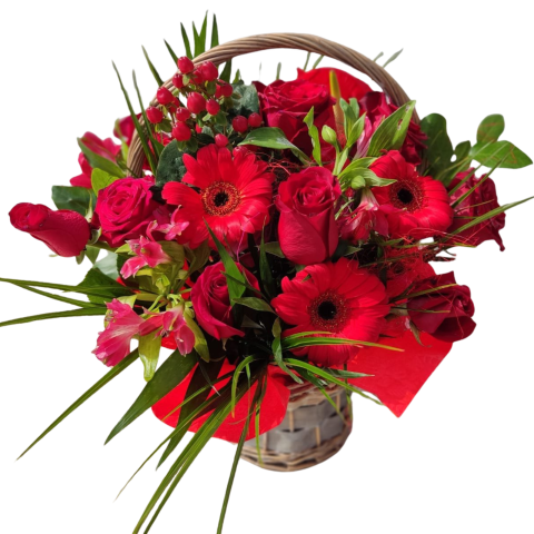 COȘURI TRANDAFIRI - Coș mixt ”Red Flowers”