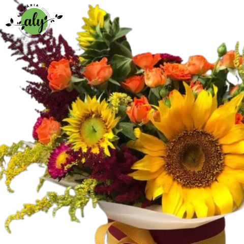 Cutie medie cu flori mixte și culori de toamnă [1]