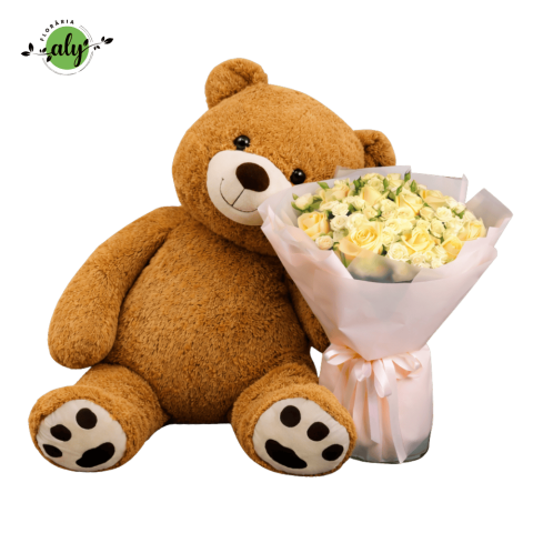 Pachet Urs gigant și Buchet trandafiri și minirose [1]