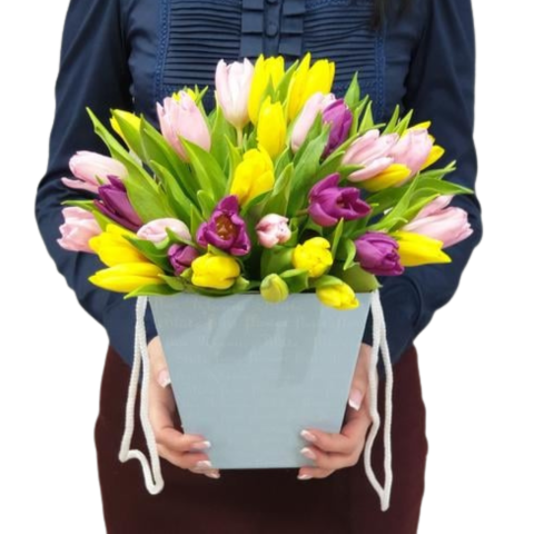 CUTII LALELE - Sacoșă cu lalele multicolore