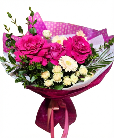 Buchete flori - Buchet trandafiri si gerbera