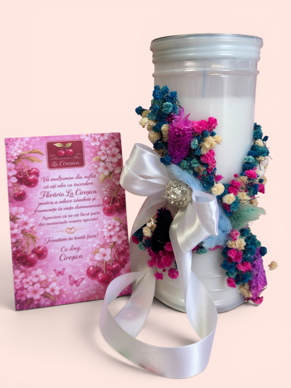 Lumânare Decorativă Handmade cu Flori Uscate Naturale – Florăria la Cireșica [2]