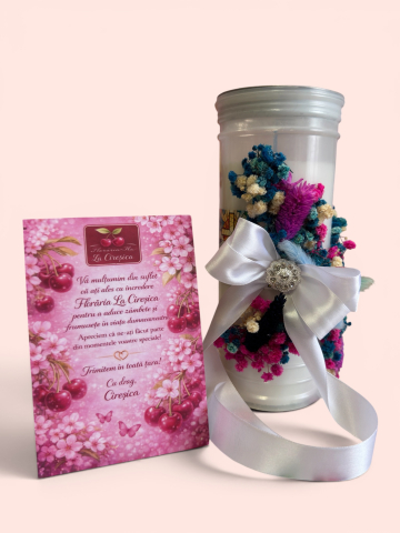 Produse Religioase - Lumânare Decorativă Handmade cu Flori Uscate Naturale – Florăria la Cireșica