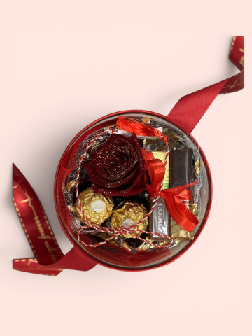 Cutie Cadou Premium Ruby cu Trandafir Criogenat și Merci [1]