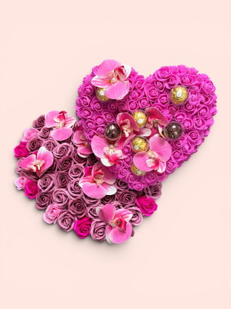 Inima Dulce by Florăria La Cireșica – Buchet cu Trandafiri Roz, Orhidee și Ferrero Rocher [2]