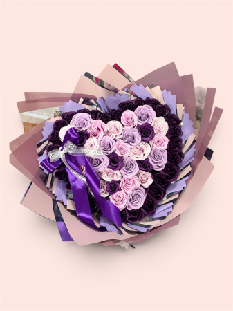 Buchet Premium cu Trandafiri Mov, Lila și Roz Pastel [2]