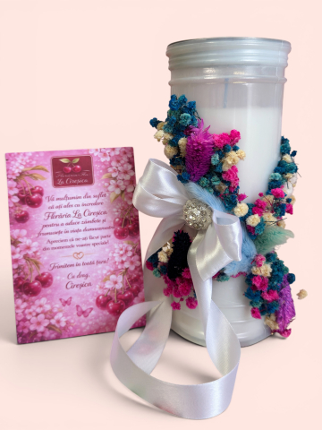 Lumânare Decorativă Handmade cu Flori Uscate Naturale – Florăria la Cireșica [1]
