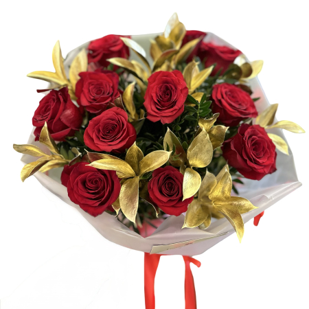 Buchet pe rotund trandafiri roșii [1]