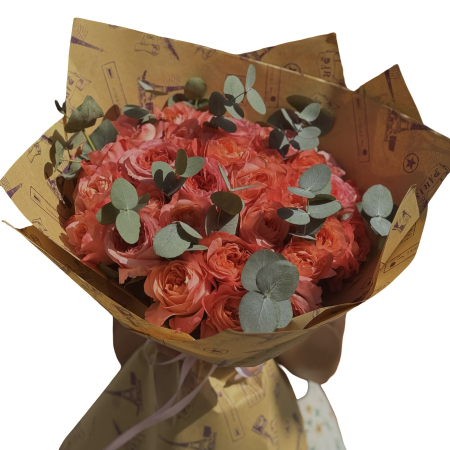 Buchete trandafiri - Buchet 35 trandafiri pink-coral