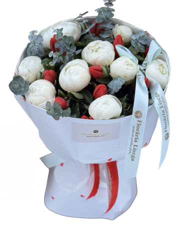 Buchete asortate - Buchet love in red&white