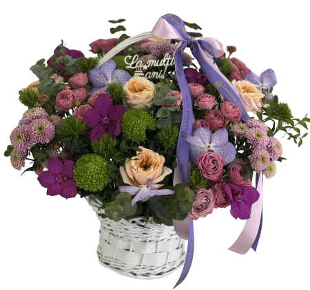 Aranjamente cu flori - Aranjament colorat în coș