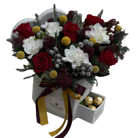 Aranjamente cu flori - Aranjament flori asortate si Ferrero Rocher