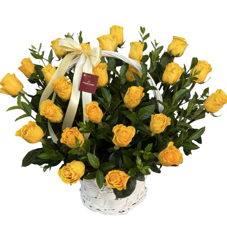 Aranjamente cu flori - Aranjament 25 trandafiri galbeni