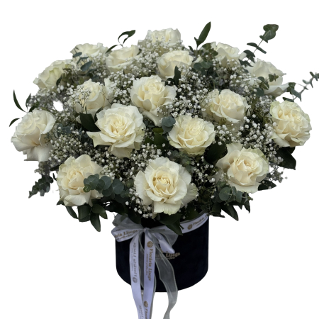 Aranjamente cu flori - Aranjament 17 trandafiri albi