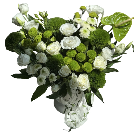 Aranjamente cu flori - Aranjament alb și verde