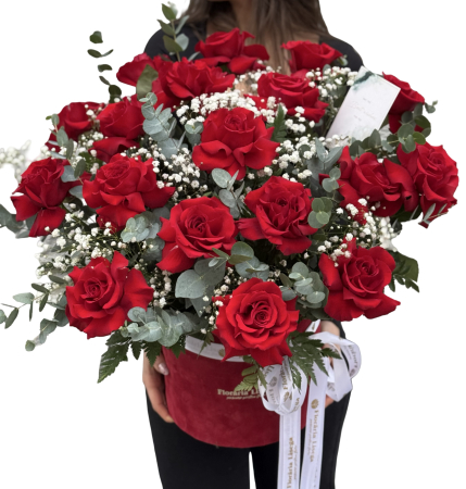 Aranjamente cu flori - Aranjament 17 trandafiri roșii