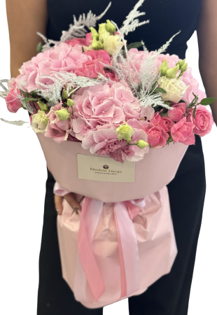 Buchete pe rotund - Buchet asortat rotund pink lady