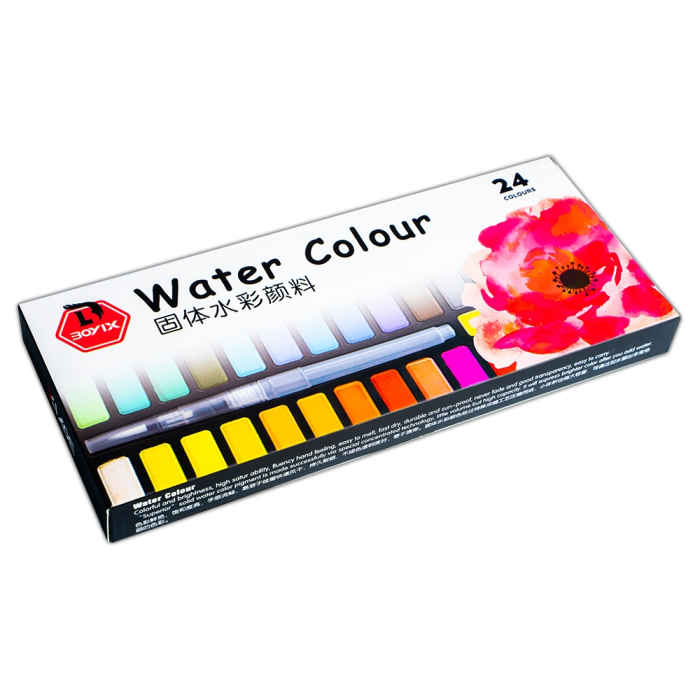 Acuarele 24 culori, cutie metal, pensula cu rezervor apa [2]