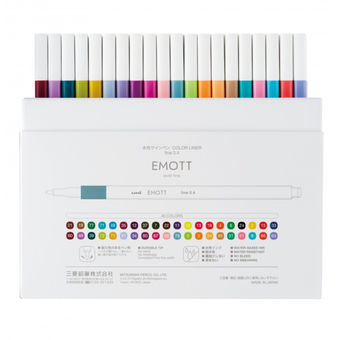 Fineliner UNI EMOTT PEM-SY, 0.4mm, set 40 culori [2]