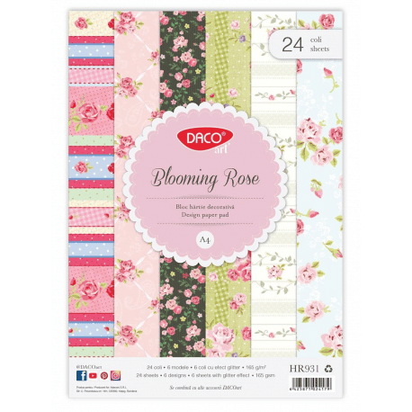 Hartie decorativa A4, 24 coli Blooming Rose DACO HR931 [2]