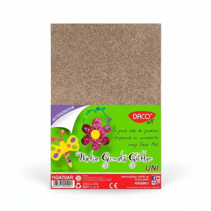Hartie Gumata Autoadeziva Glitter Aramiu Daco (HG420AR) [3]