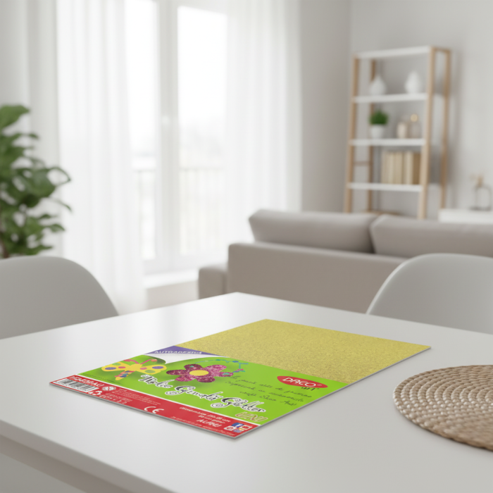 Hartie Gumata Autoadeziva Glitter Auriu Daco (HG420AU) [2]