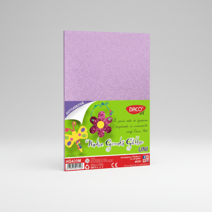 Hartie Gumata Autoadeziva Glitter Mov Daco (HG420M) [3]