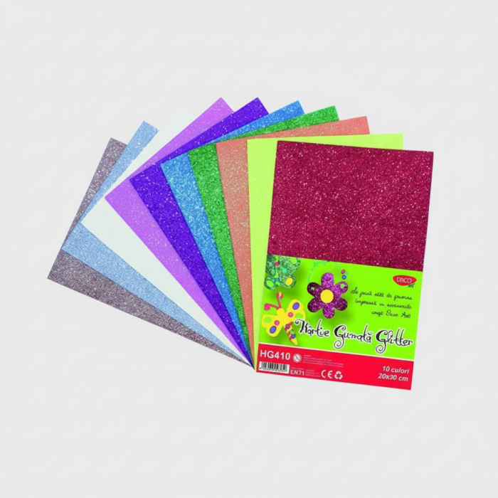 Hartie gumata glitter 10 coli 10 culori DACO (HG410) [4]