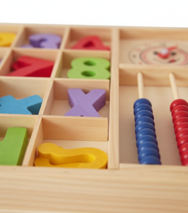 Joc educativ socotitoare din lemn, Semne matematice, Ceas, 34 piese, Multicolor [4]