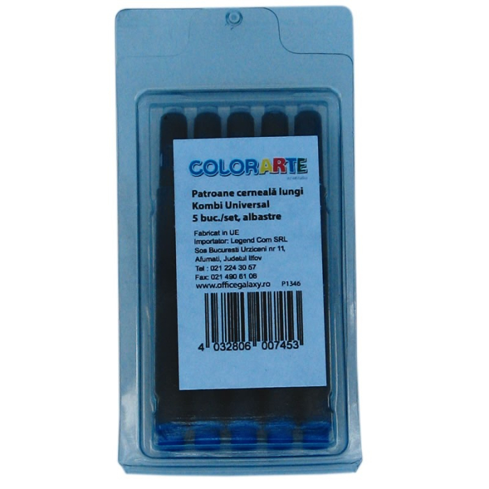 Patroane cerneala lungi Colorarte Kombi Universale, set de 5 bucati, albastre [2]