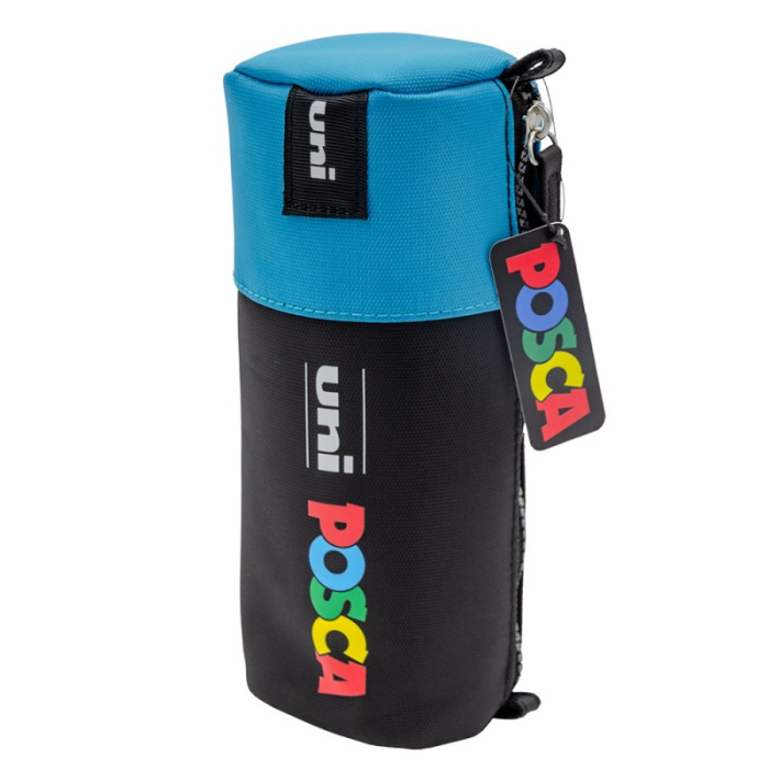 Penar echipat UNI Posca, cilindric, 1 fermoar, negru cu turcoaz, 16 markere (6x5M, 6x3M, 4x1M) [3]