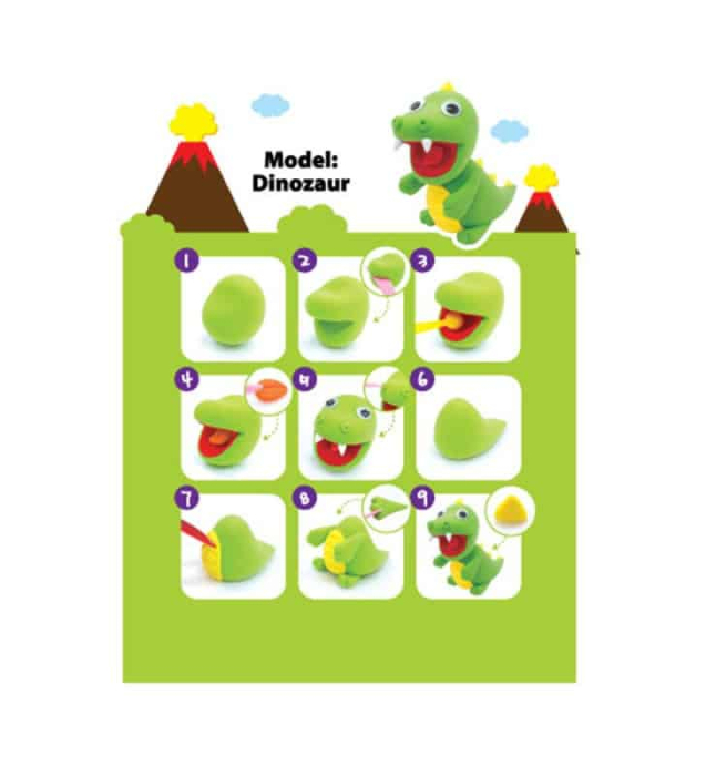 Plastilina iClay MiniClay Amos, model Dinozaur, 30 g, 4 culori/cutie [2]