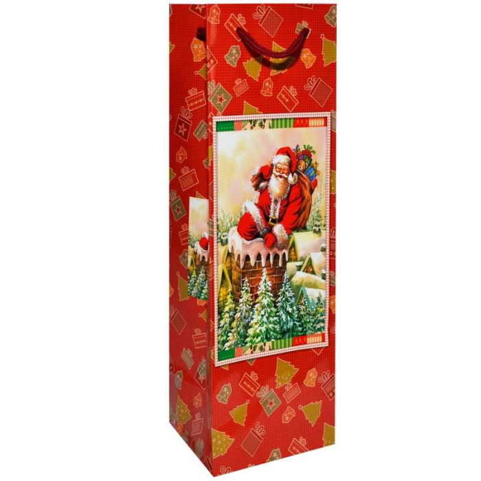 Punga cadou Craciun, pentru sticle, 10x33x9 cm, diverse modele [2]