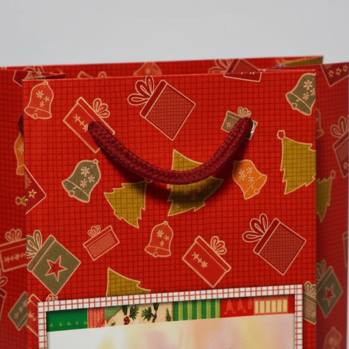 Punga cadou Craciun, pentru sticle, 10x33x9 cm, diverse modele [3]